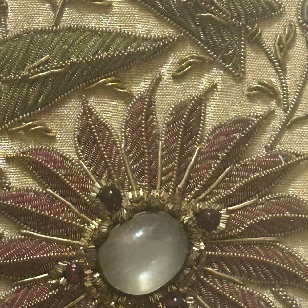 Vintage Kane M Shoulder Bag Purse Gold Beaded Floral Embroidered Stones Evening - Picture 12 of 16
